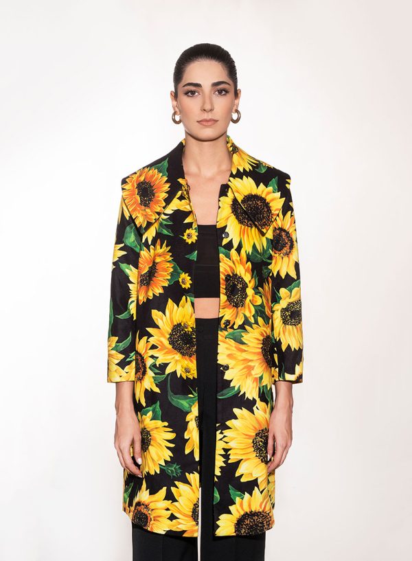 Sunflower Print Coat - 0004