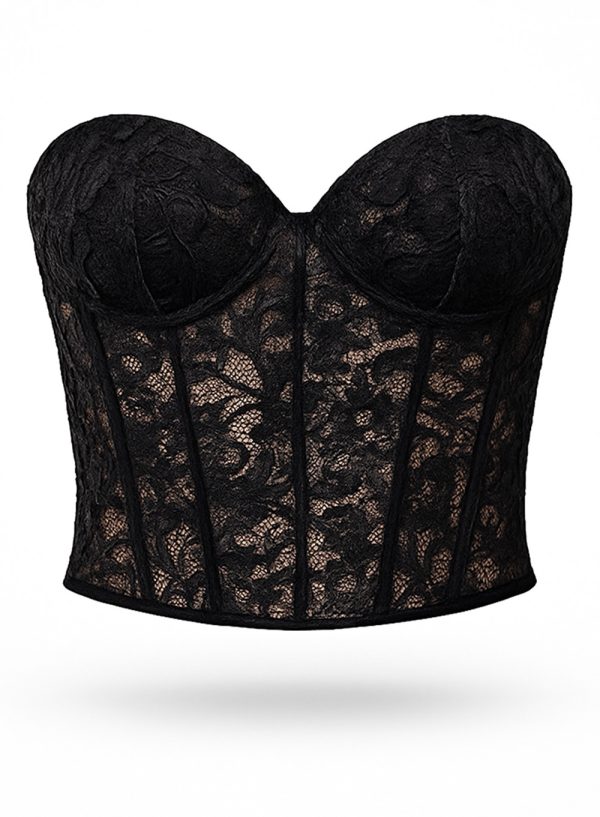 Black Lace Bustier Top - 001290
