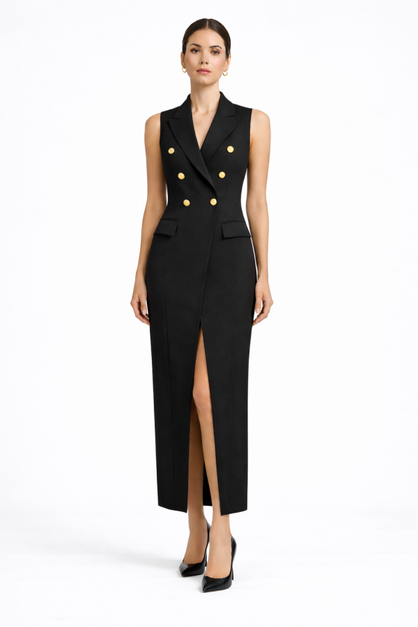 Sleeveless Double-Breasted blazer Dress - 001482-001315