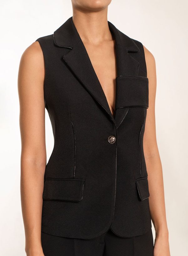 Structured Sleeveless Blazer - 001549
