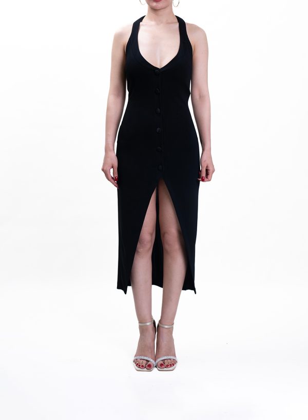 Front-Slit Button Dress