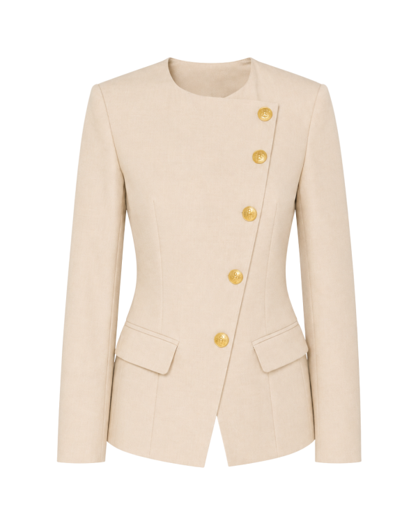 Asymmetric Button Tailored Blazer