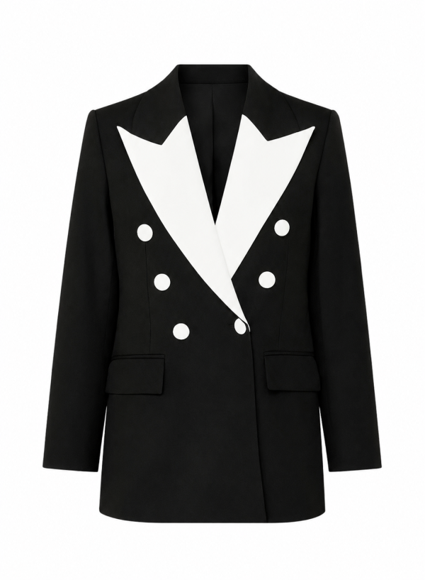 Contrast Lapel Double Breasted Blazer