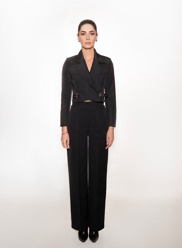 Cropped Belted Blazer - 001551