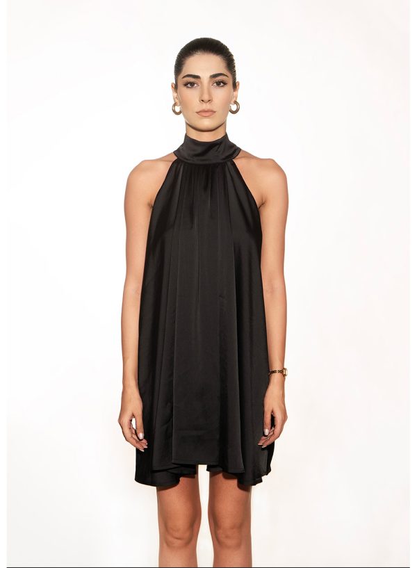 Satin Halter Mini Dress - 001586