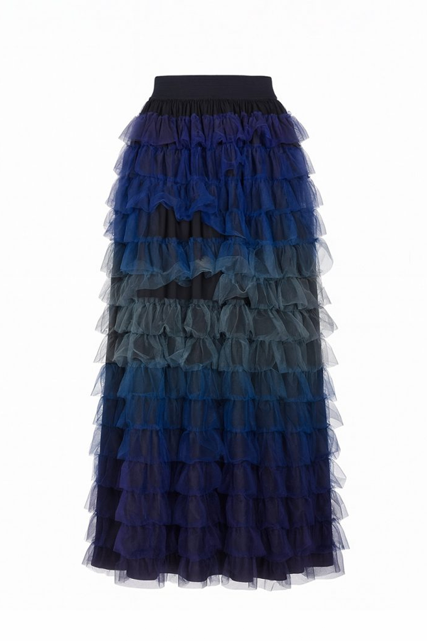Ethereal Cascade Ruffled Maxi Skirt featuring a flowing tiered silhouette