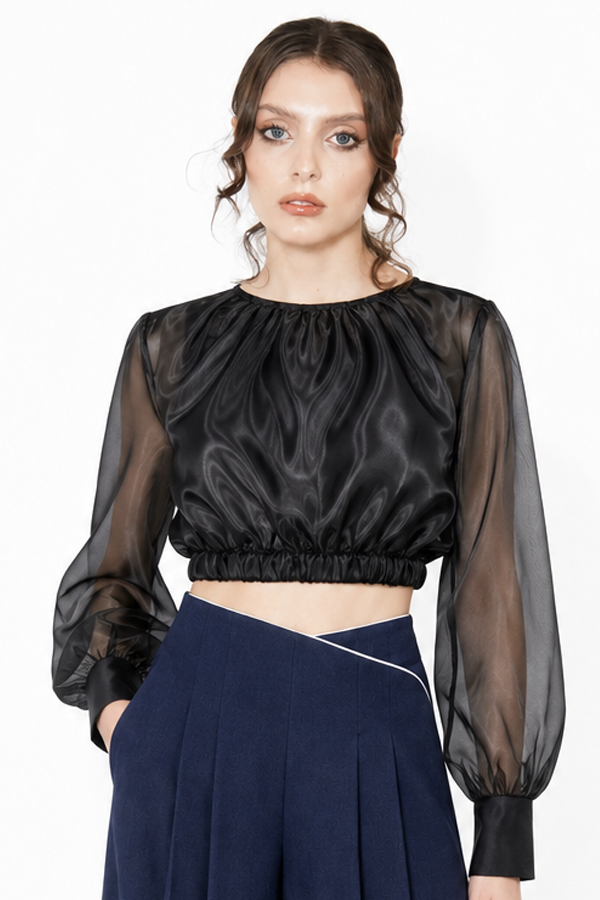 Elegant Organza Crop Blouse for modern luxury evening styling