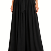 Rovienne Tie-Waist Maxi Skirt 1 Tie-Waist Maxi Skirt in black with elegant self-tie waistband
