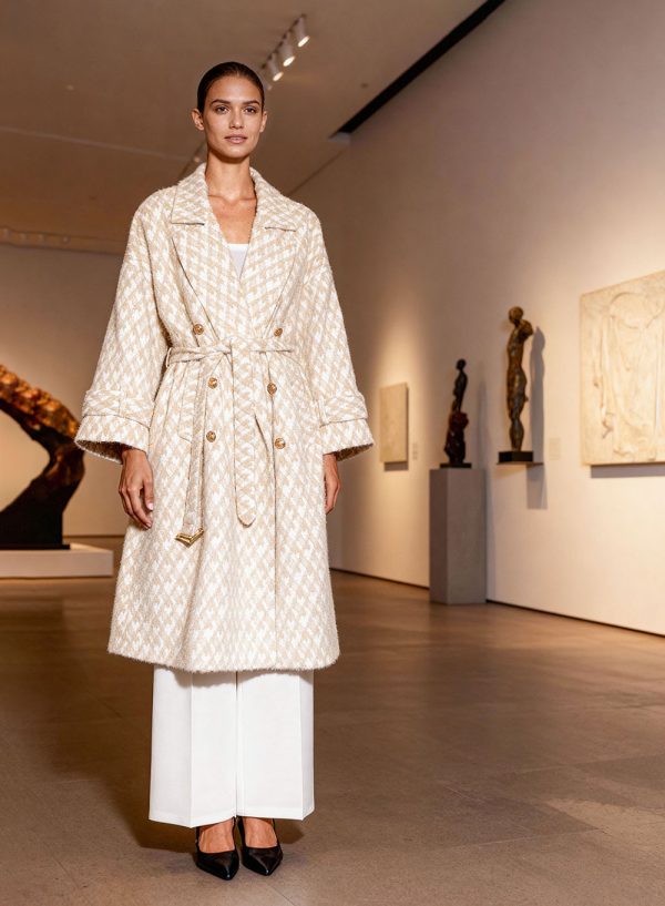 Textured Belted Coat - 001574