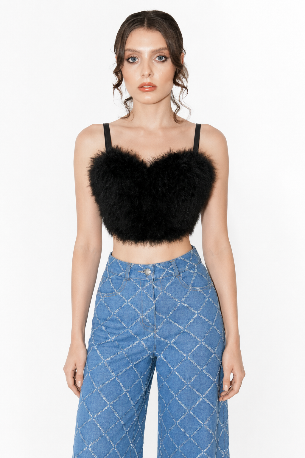Virelia Feathery Heart-Shaped Cropped Bustier 1