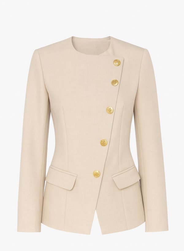 Asymmetric Button Tailored Blazer