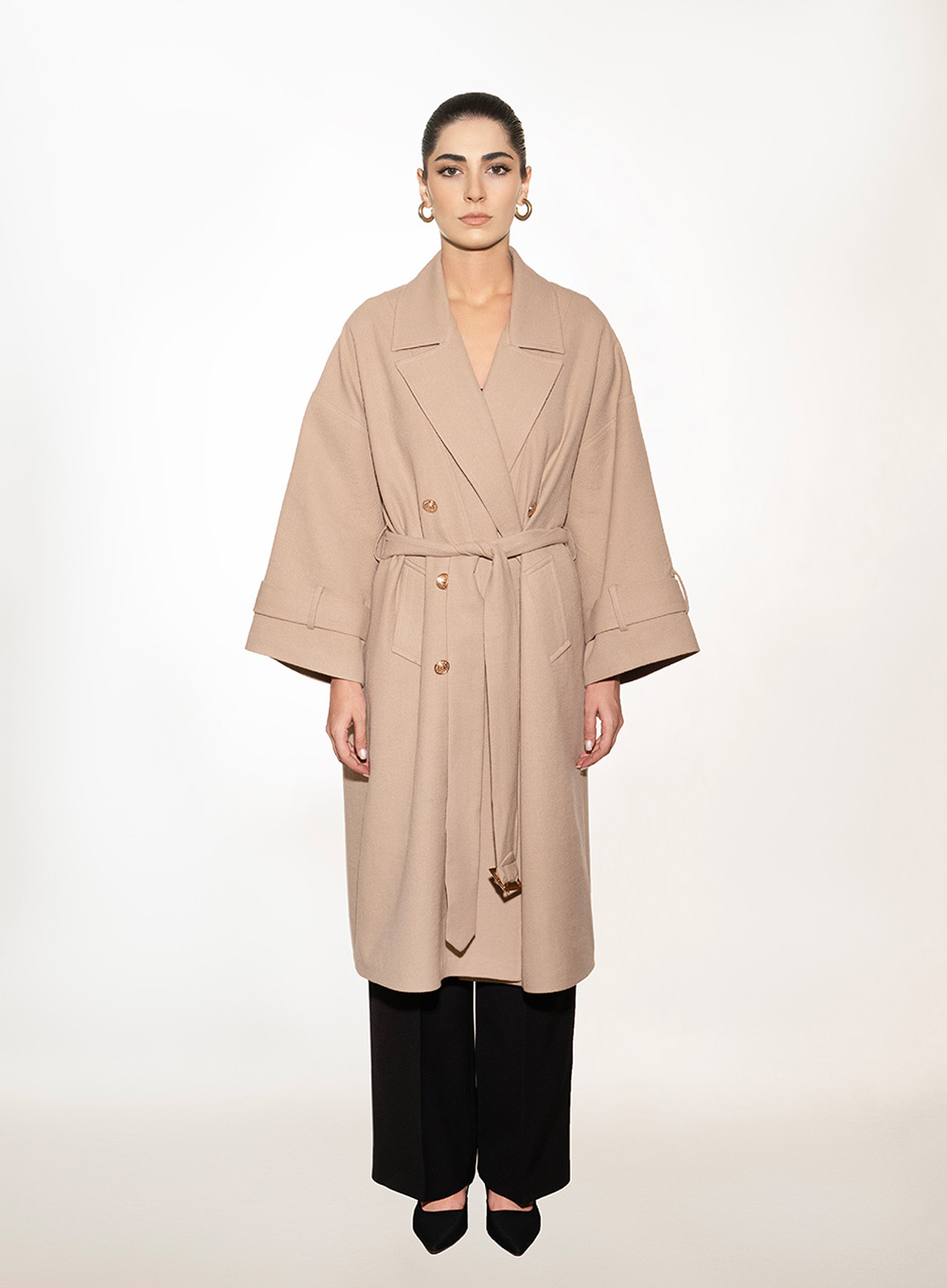 women’s belted oversized coat