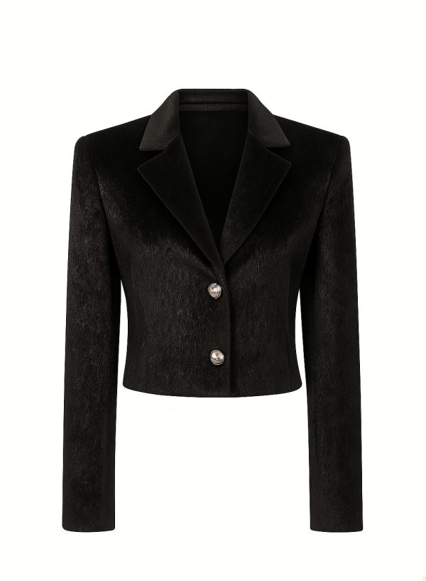 The Textured Cropped Tuxedo Blazer