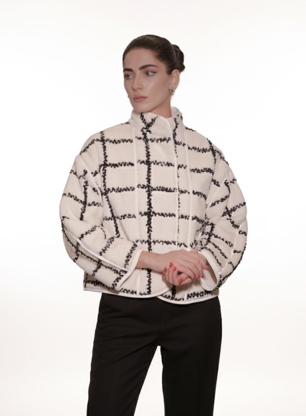 Textured Grid Wool Jacket - 001595