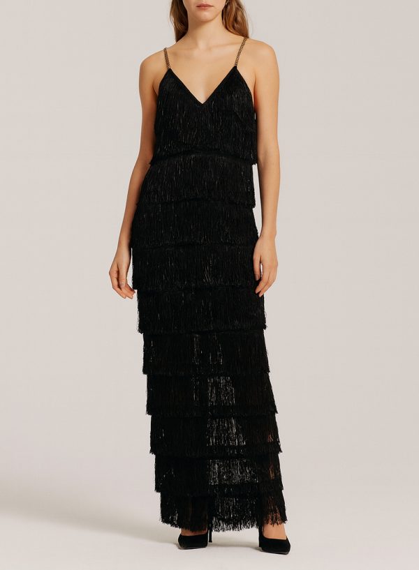 Layered Fringe Maxi Dress