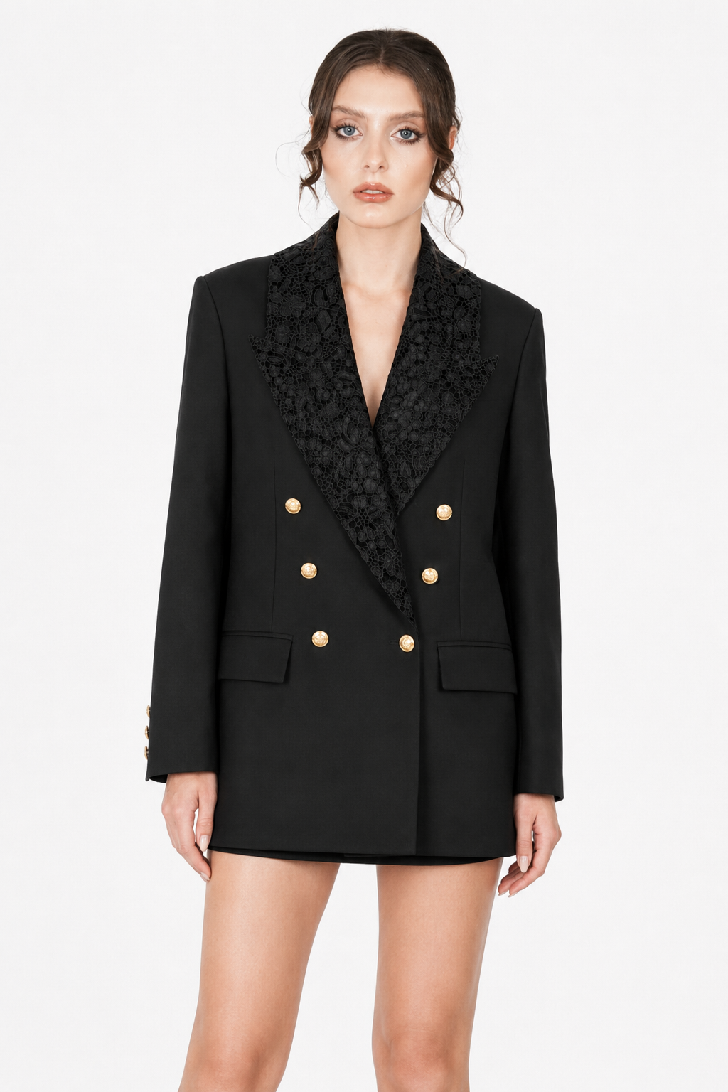 Sorelle Lace Lapel Blazer Dress 1