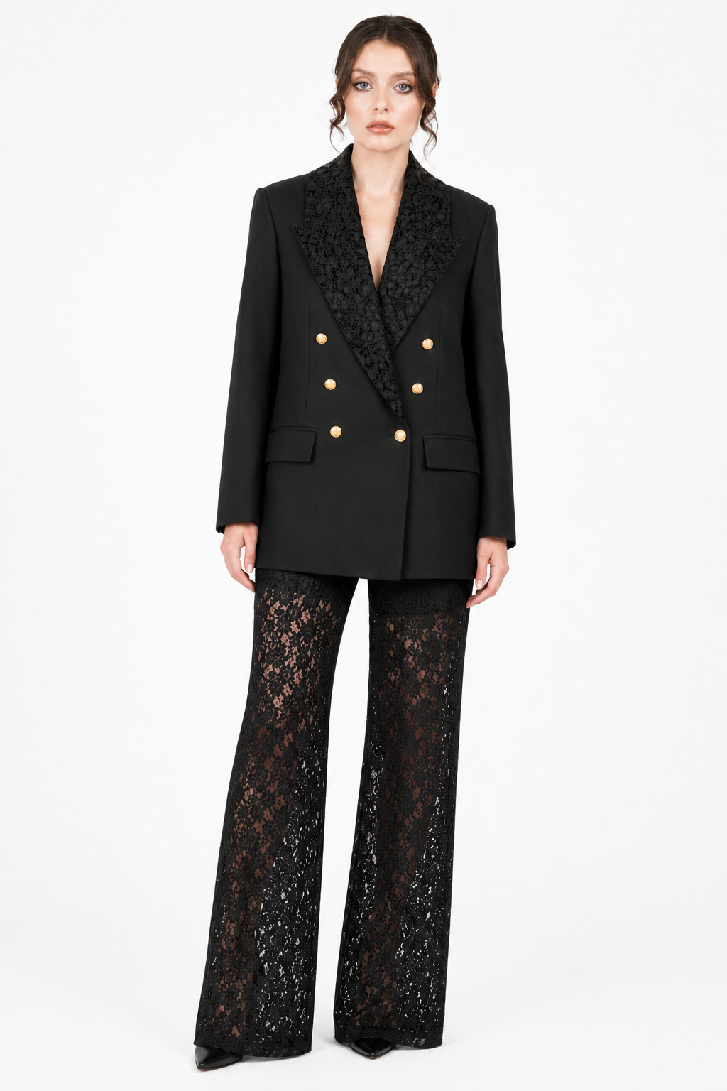Sorelle Lace Lapel Blazer Dress 2