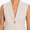 Deljio Althéa tailored vest in beige with elegant shawl lapel and gold button