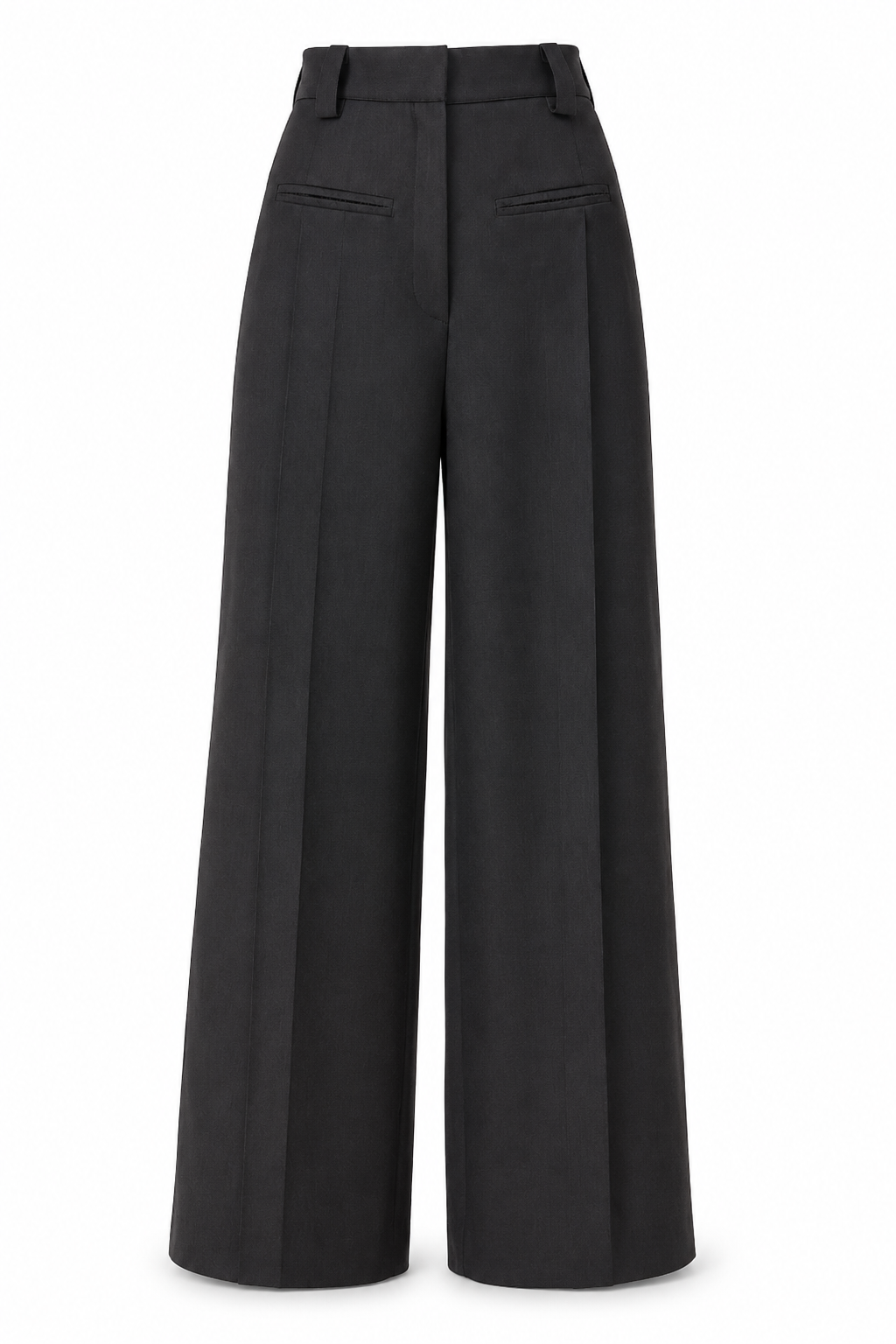 Tailored Wide-Leg Trousers in charcoal grey with a high-waisted silhouette