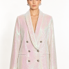 Elegant double-breasted sequin blazer dress with tailored silhouette