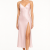 Eirlys Satin Evening Dress Deljio Eirlys blush pink satin evening dress with chain straps