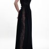 Luxury women’s black trousers featuring elegant side lace detailing