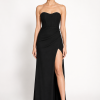 Noéline Corset Evening Gown Deljio Noéline Corset Evening Gown with draped skirt and thigh-high slit