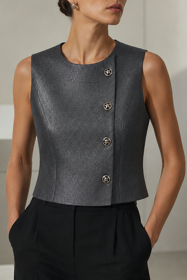 Sylvaine Lustrous Blazer Vest - 001668