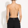Premium black draped crop top with chain shoulder straps