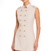 Evadis Militari Mini Dress 0 Luxury ivory sleeveless military mini dress by Deljio