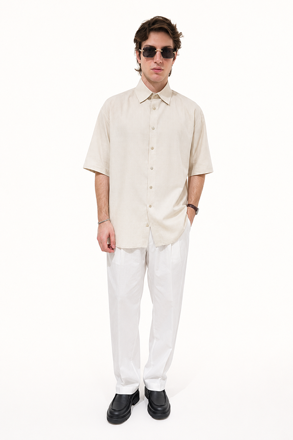 Evren Shantung Short-Sleeve Shirt