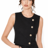 Kaevra cropped vest in black with gold-tone button details