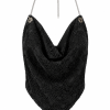 Liorenne Lace Cowl Top 2 Liorenne black lace cowl top with chain strap details