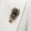 Antique gold beetle brooch with smoky crystals