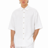 Pureform White Linen Shirt styled with matching white linen trousers on a male model