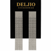 Lumera Crystal Fringe Earrings displayed on black velvet DELJIO card