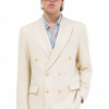 The Regent Double-Breasted Blazer features premium Cartier cotton, wide peak lapels, structured shoulders and a relaxed six-button silhouette.