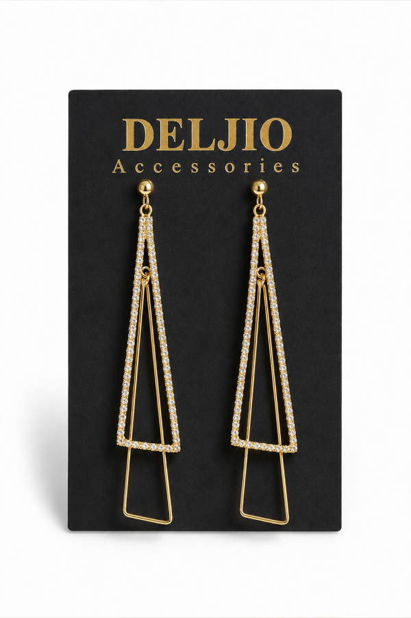 Gold geometric stud earrings with interlocking triangles