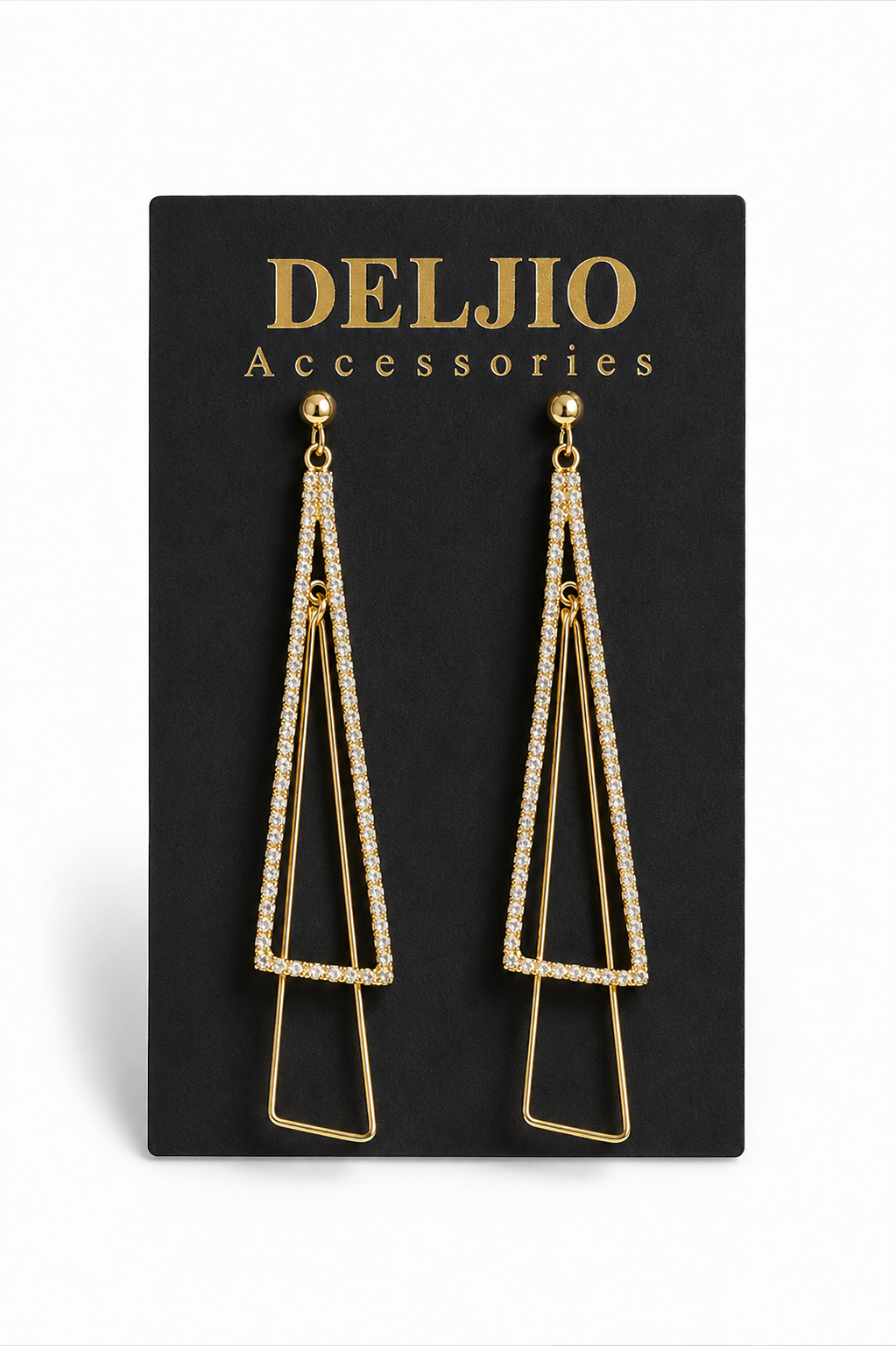 Gold geometric stud earrings with interlocking triangles